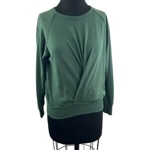 Anthropologie Sundry Twist Front Moss Green Sweatshirt Crewneck Pullover Size 0